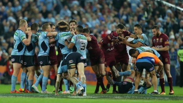 Fatigue factor: Frustrated Origin players square off in game two at ANZ Stadium on June 18.