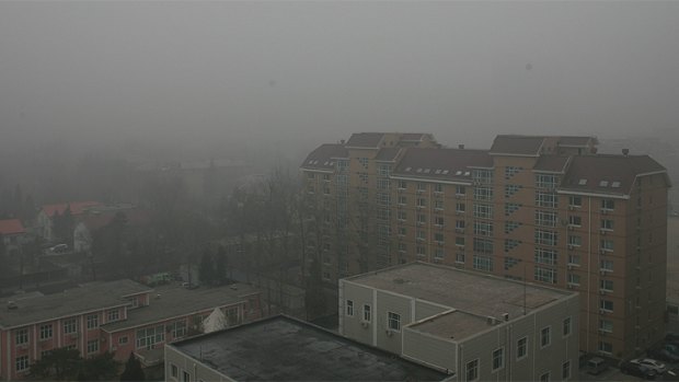 Choked ... The view from Fairfax's Chinese headquarters at 12.30pm AEST on January 29.