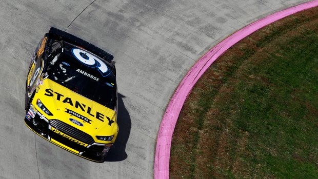 Marcos Ambrose practises for the NASCAR series at Martinsville Speedway on Friday in Martinsville, Virginia.