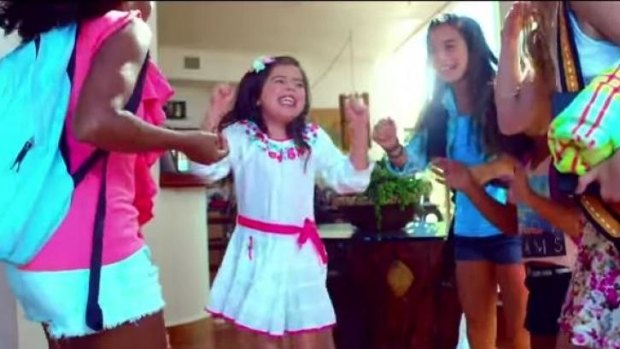 Sophia Grace and her 'best friends' for her new music video clip.