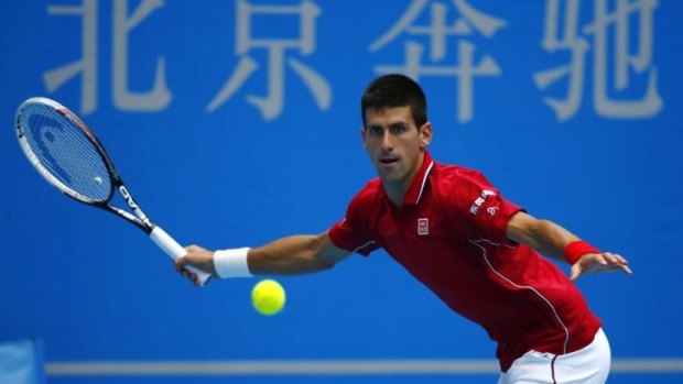Novak Djokovic maintained his perfect record in Beijing with victory over Guillermo Garcia-Lopez.
