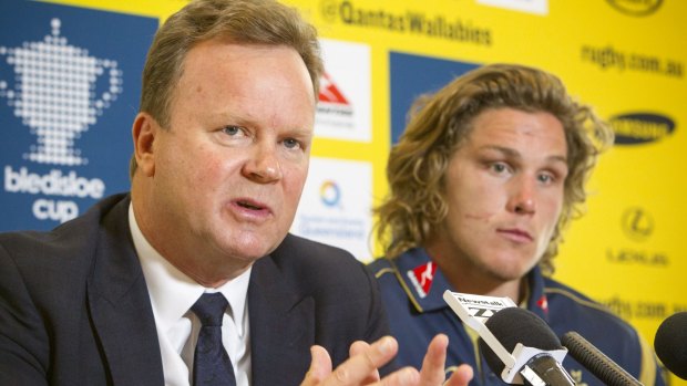 Sunday grilling: ARU chief  Bill Pulver fronts the media.