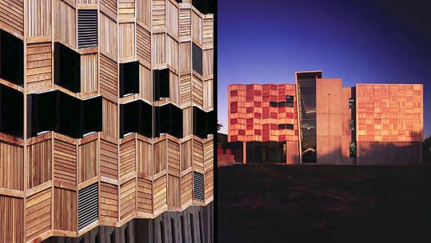 Wooden skin: The RMIT textiles building.