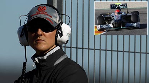 Desperate to win ... Michael Schumacher in action.