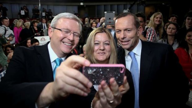 Nada Makdessi requested a selfie with Prime Minister Kevin Rudd and Opposition Leader Tony Abbott.