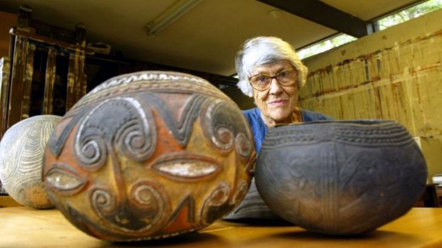 Artist mourned: Margaret Tuckson with some of her pots from Papua New Guinea.