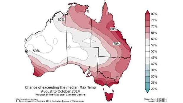 Maximum temperatures likely to be on the warm side across eastern Australia.