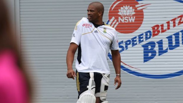 Cooling down ... Vernon Philander wearing an ice pack on his bowling shoulder after taking a hit.