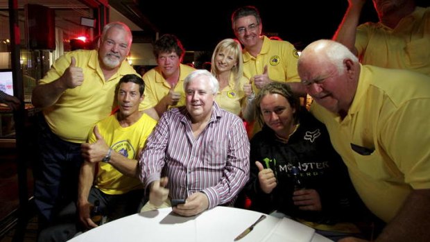 Clive Palmer with supporters on election night.