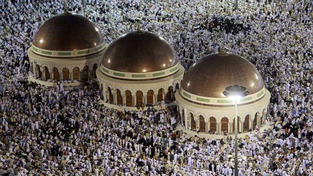 At risk: Muslim pilgrims pray at the grand mosque in Mecca during the annual Haj pilgrimage.