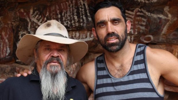 Journey of discovery: AFL player Adam Goodes, right, explores his family tree on <i>Who Do You Think You Are?</i>. 