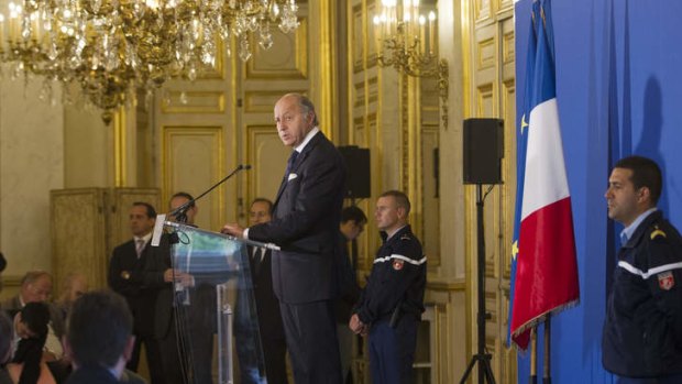 France's Foreign Minister Laurent Fabius in Paris on  Tuesday.  He  reportedly called his Russian counterpart, Sergei Lavrov, and their deep divide was made clear.