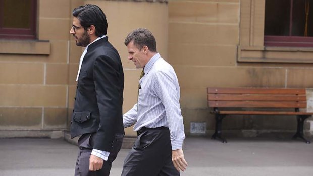 Accused of murder: Paul Mulvihill (right) outside court.