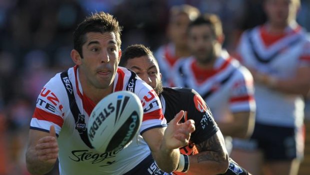 Roosters star Braith Anasta gets a pass away.
