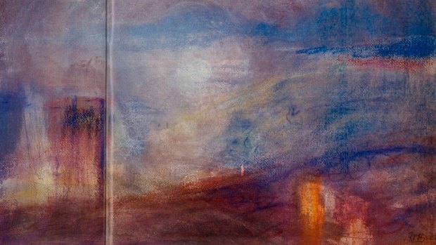 <i>Summer Evening, Tasmania</i>. Watercolour, oil pastel on paper, 1986. 