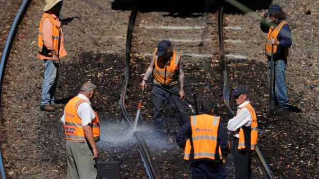 Flashback to 2009, when Connex workers used water to cool buckled tracks at Jolimont.