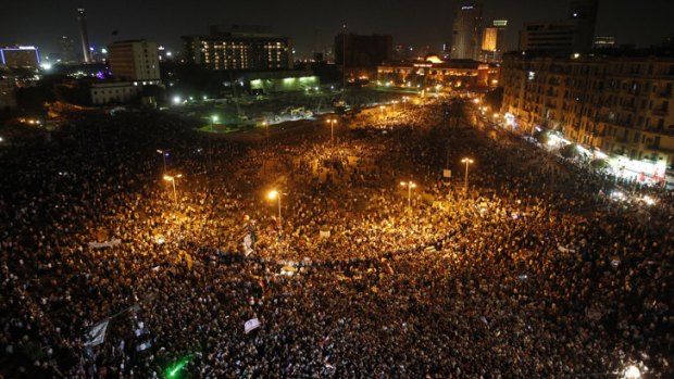 Protesters gather in Cairo's Tahrir square.