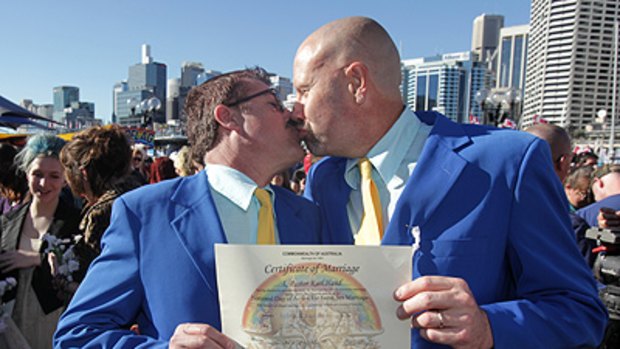 Protest ... Bill and Andrew Whitbread-Brown attended the ceremony yesterday.