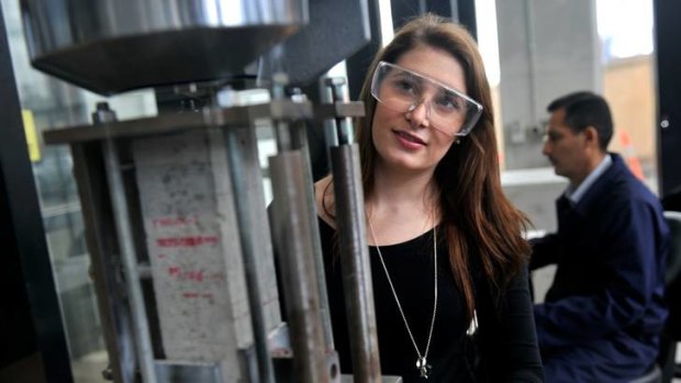 Katie York, studying mechanical engineering at Swinburne, is heavily outnumbered.