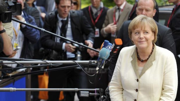 Key player Angela Merkel, the Chancellor of Germany, outside the Brussels debt summit.