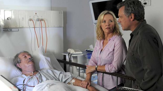 Packed with drama ... Ted (Michael Caton), Julie (Rebecca Gibney) and Dave (Erik Thompson).