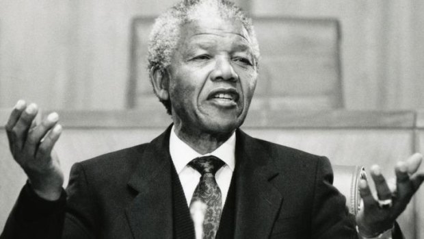 Nelson Mandela in Canberra in 1990.