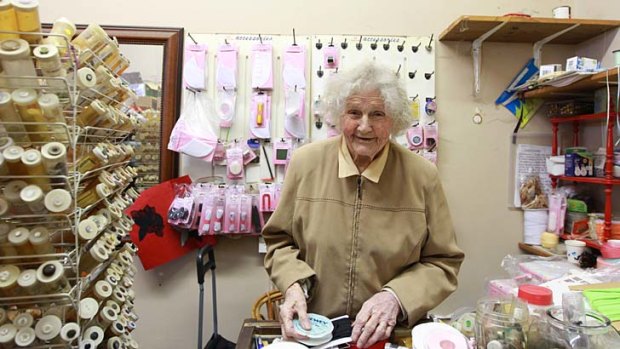 Cash mobbed &#8230; Fay Morley, 99, was overwhelmed by customers at her haberdashery store.