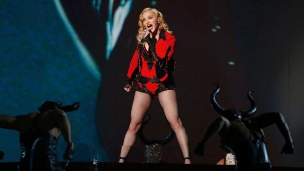 Madonna performs <i>Living for Love</i> at the Grammys earlier this year.