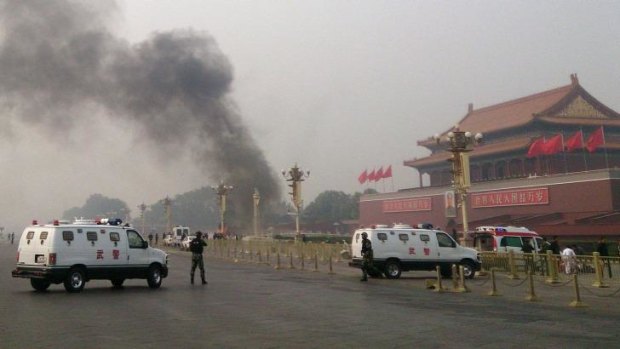 The October car attack on Tiananmen Square, blamed by Chinese authorities on extremists from Xinjiang.