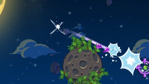 Phone home ... a screenshot from Angry Birds in Space.