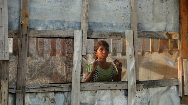 A Rohingya refugee at a camp on the outskirts of Jammu, India.