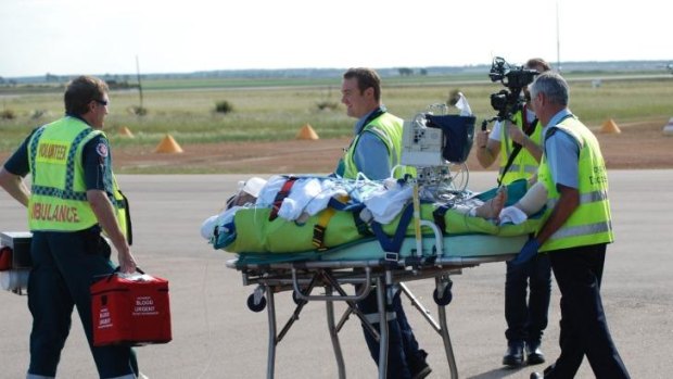 Sean Pollard was flown to Perth for emergency surgery after the shark attack near Esperance.