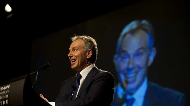 Former British prime minister Tony Blair addresses a Brisbane audience.