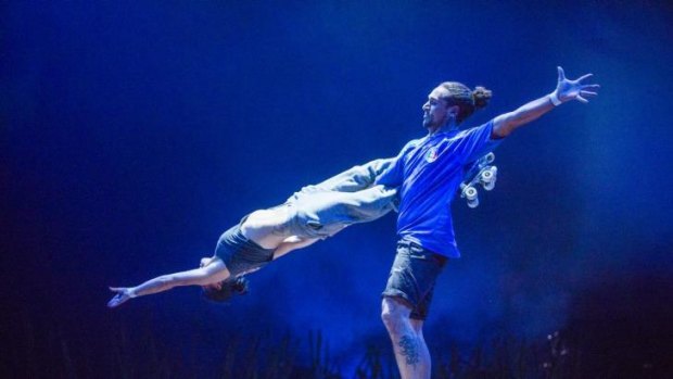 Trust: Married couple Massimo Medini and Denise Garcia-Sorta give audiences a taste of what to expect from Cirque du Soleil's Totem show.