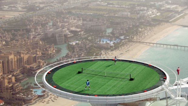 No fault ... helipad-cum-tennis court atop Burj Al Arab in Dubai.