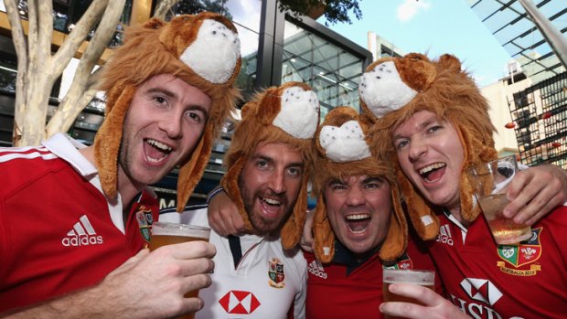 Lions fans show their support for the team prior to the first Test between the Australian Wallabies and the British and Irish Lions at Brisbane's Suncorp Stadium on June 22.