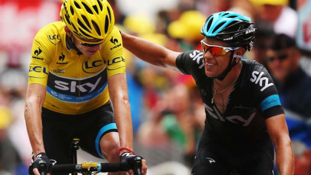 Just rewards: Team Sky's Christopher Froome of Great Britain and Australia's Richie Porte.