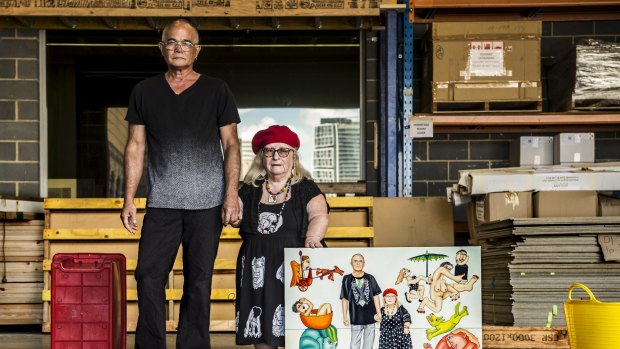 Eric and Robyn Werkhoven with their entry for this year's Archibald Prize.