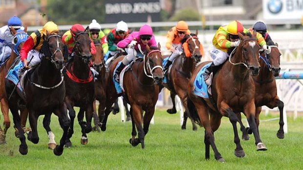 Charge: Lankan Rupee surges to the line under the hands and heels of Craig Newitt on Saturday.