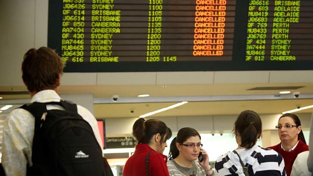 Passengers stranded at Melbourne Airport.