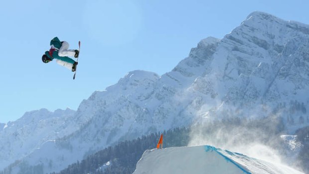 In form: Scotty James trains at Extreme Park on Rosa Khutor Mountain ahead of qualifying for slopestyle on Thursday.