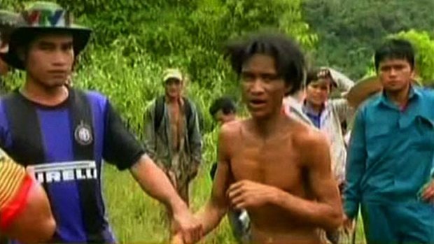 A screen shot from Vietnamese television shows Ho Van Lang, who reportedly spent 40 of his 41 years living wild in the jungle.