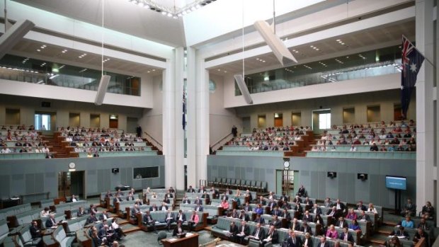 The glass-enclosed public gallery above Parliament's House of Representatives, where women with head coverings would have had to sit under the plan.