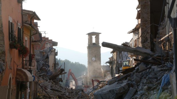 A view of Amatrice, central Italy after an earthquake struck on August 26.