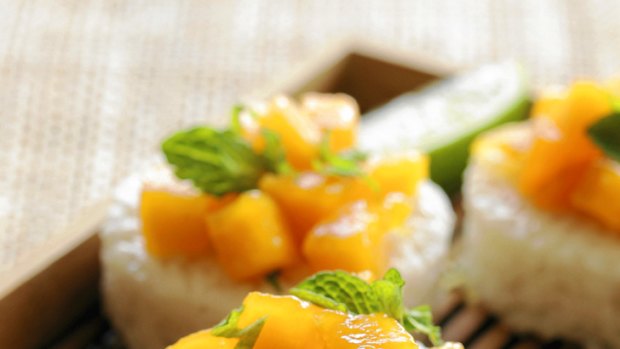 Asian temptation ... Mango and coconut sushi rice.