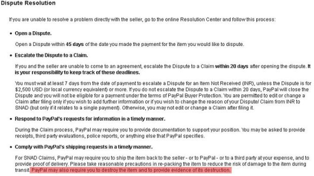 PayPal's policy.