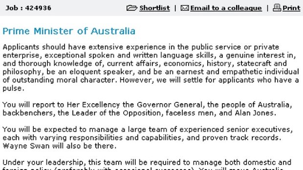 The job advertisement on nowhiring.com.au.