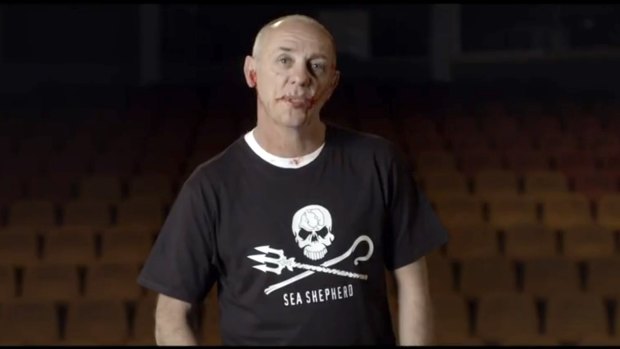 Australian actor David Field portrays the death of a whale in a video <em>The Ultimate Death Scene</em> by Sea Shepherd.