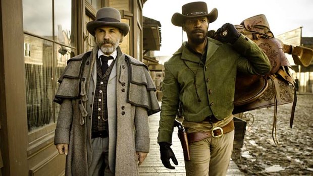 Christoph Waltz, as Dr. King Schultz, and Jamie Foxx, as Django, in a scene from <i>Django Unchained</i>.