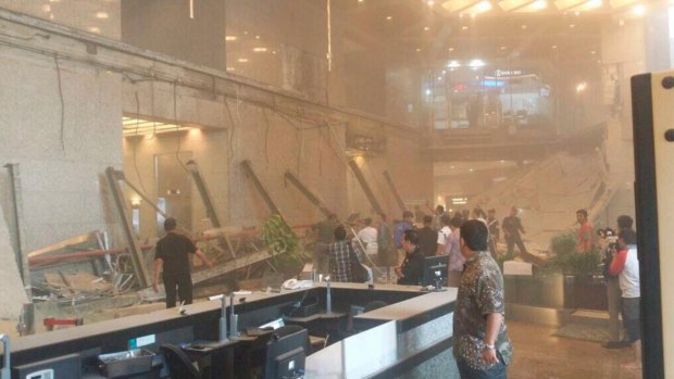 floor of Jakarta Stock Exchange building collapsed, Monday 15th January 2018 Credit: Jakarta Metropolitan Police .